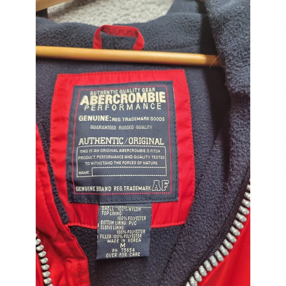 Abercrombie Performance Red‎ Hooded Fleece Lined Jacket Men's M – Made in Korea